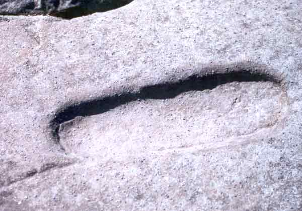 Close up of foot indentation