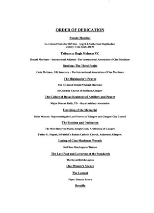 Order of the dedication