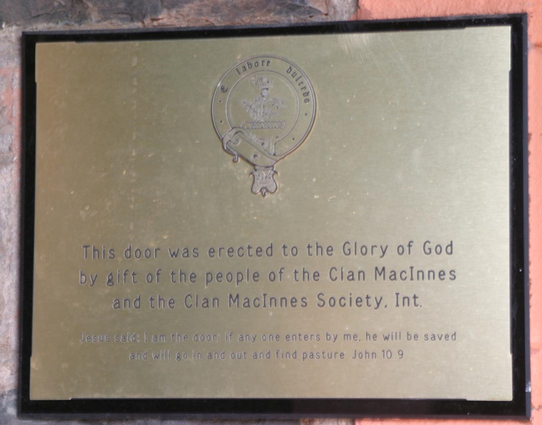 Kiel Church door dedication placque