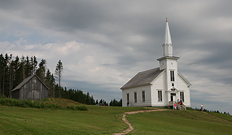 Church in the Barra Strait on a barge