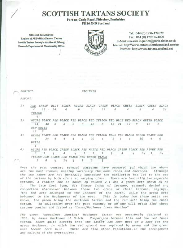 Scottish Tartans Society Description